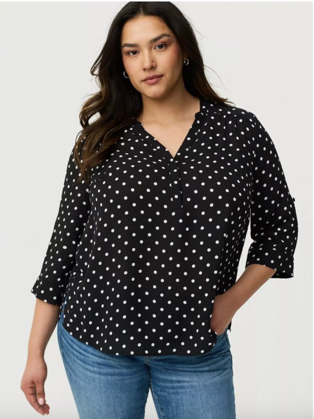 Torrid Harper Georgette Straight Hem Blouse Pullover Polka Dot Womens 2X NWT